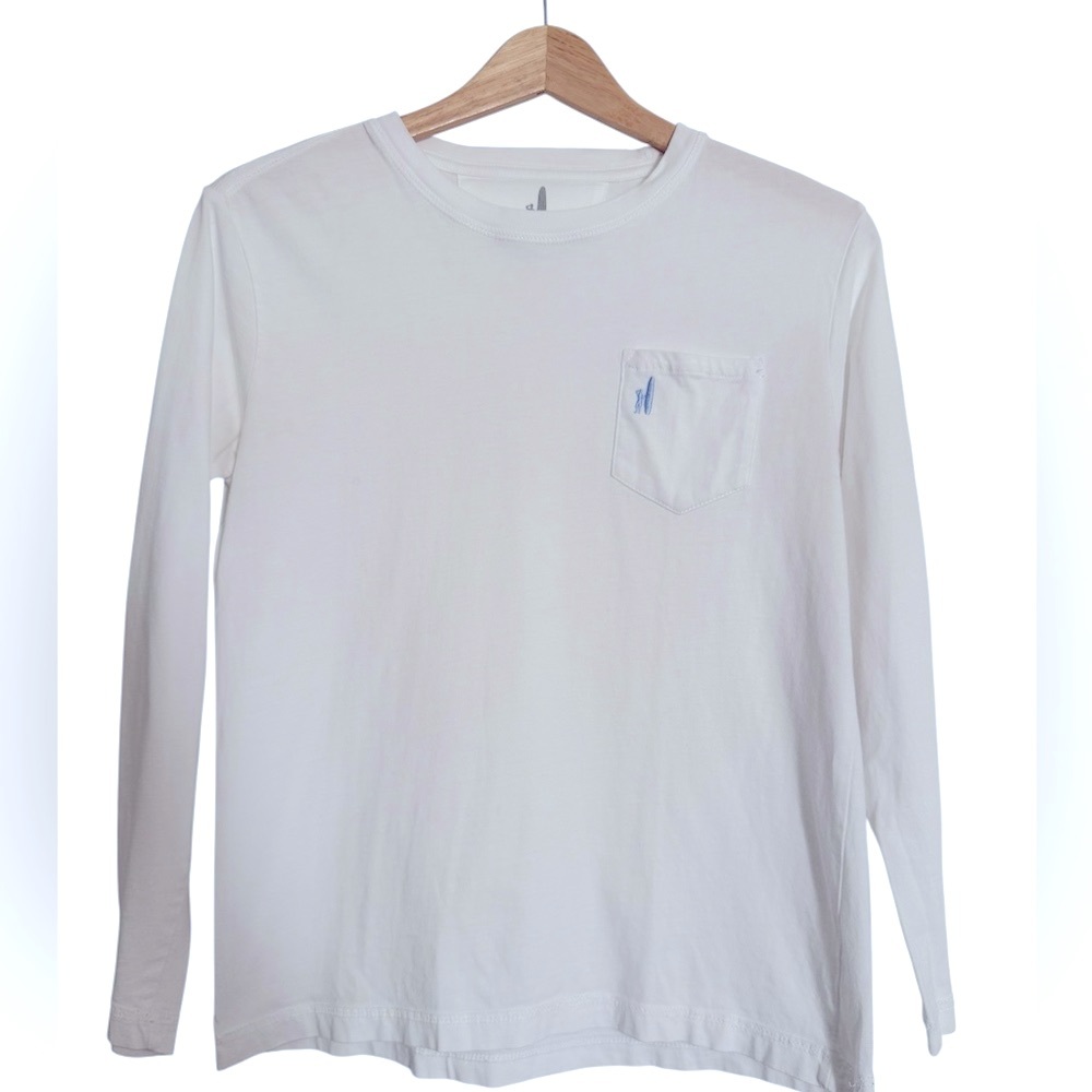 johnnie-O Brennan Jr. Long Sleeve White T-Shirt with Pocket Size 12 (Boys)